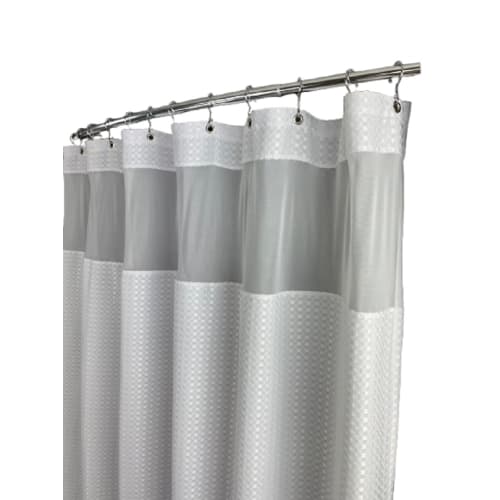CITY Waffle Shower Curtain with Light View Window, 72"x72", White